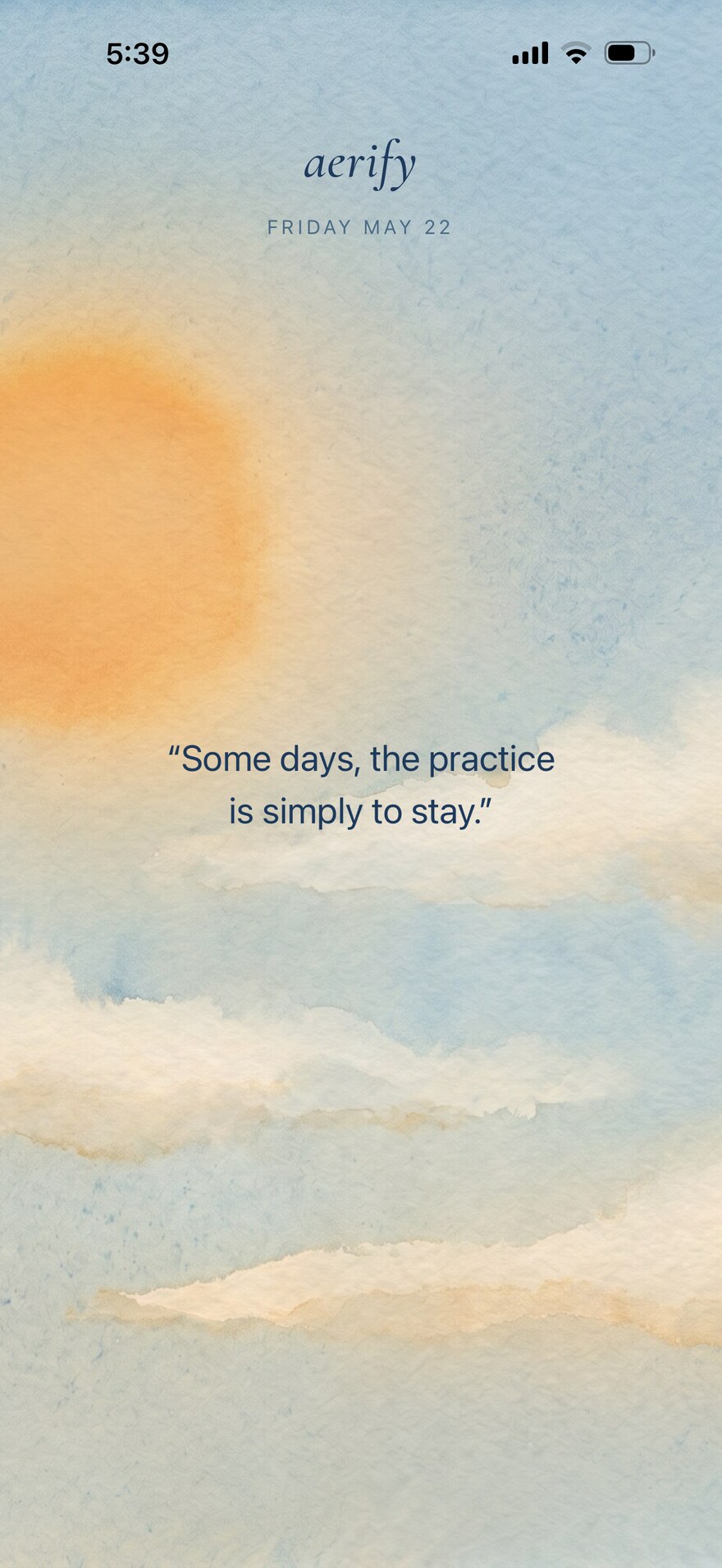 Aerify quote reveal, a single line on a watercolor sky